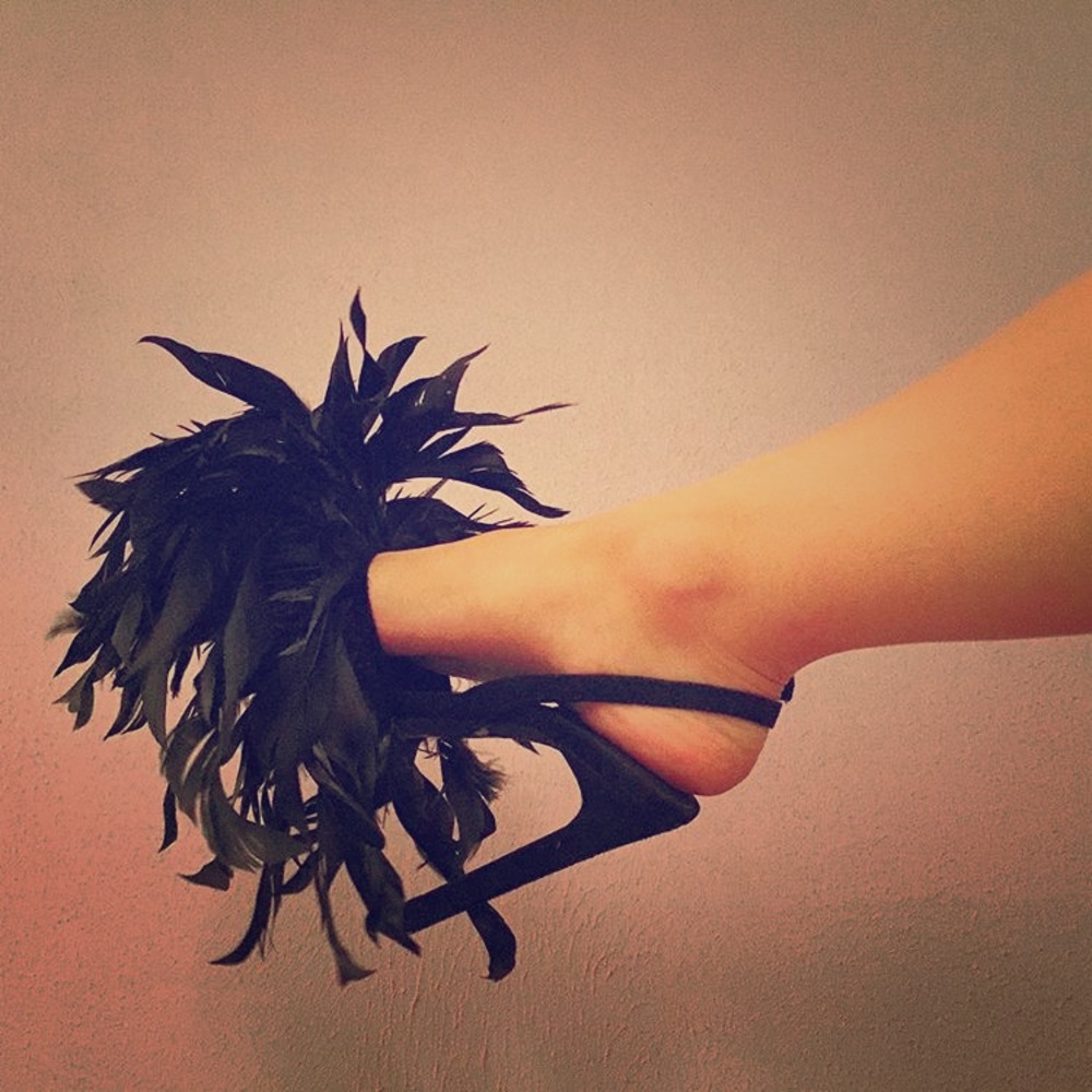 Jeffrey Campbell Black Feathered Heels