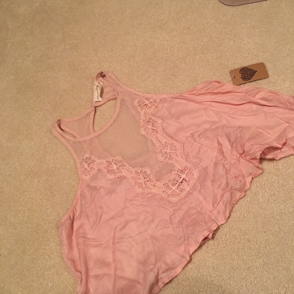 Pink embroidered tank top