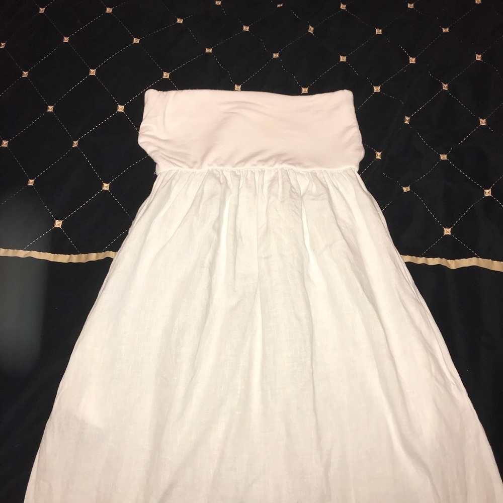 All white strapless maxi dress