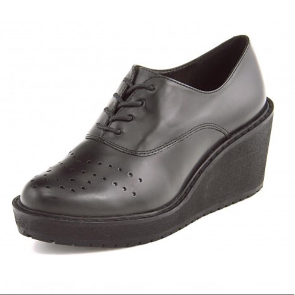 Patent Leather Oxford Loafer Platform Heels