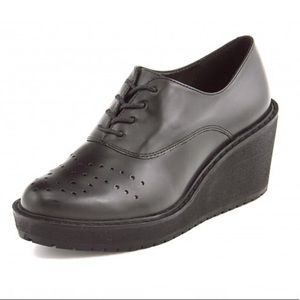 Patent Leather Oxford Loafer Platform Heels