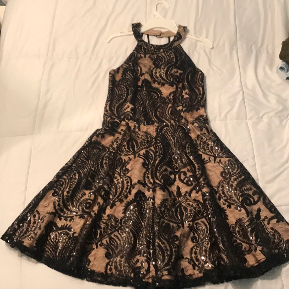 Black sequined party dress