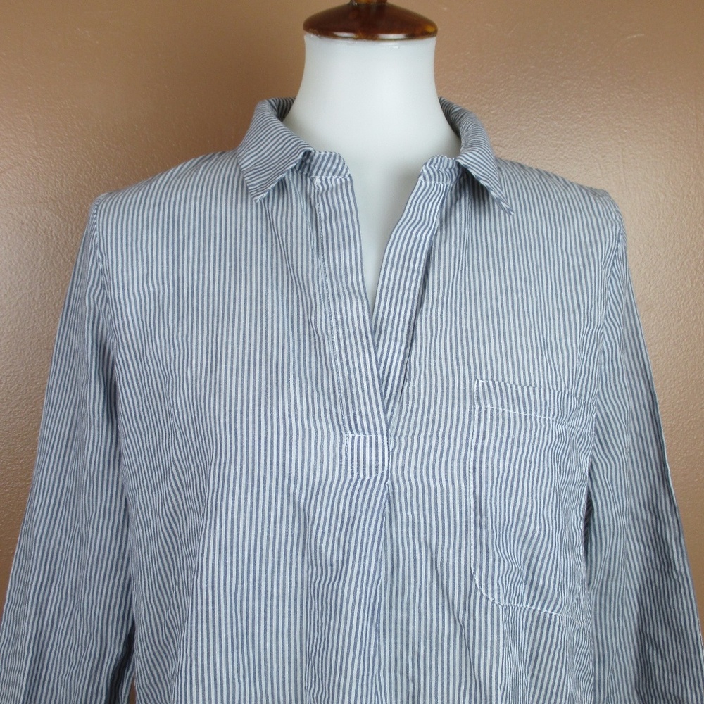 Large Striped Tunic 100% Cotton Blue White