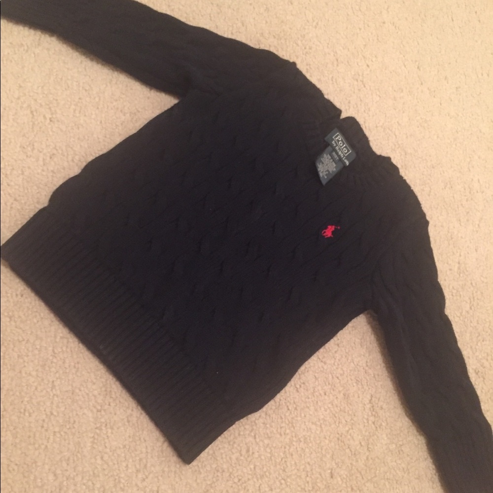 Ralph Lauren Cable Knit navy blue toddler sweater