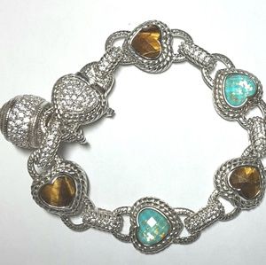 Judith Ripka Gemstone & Diamonique Heart Bracelet