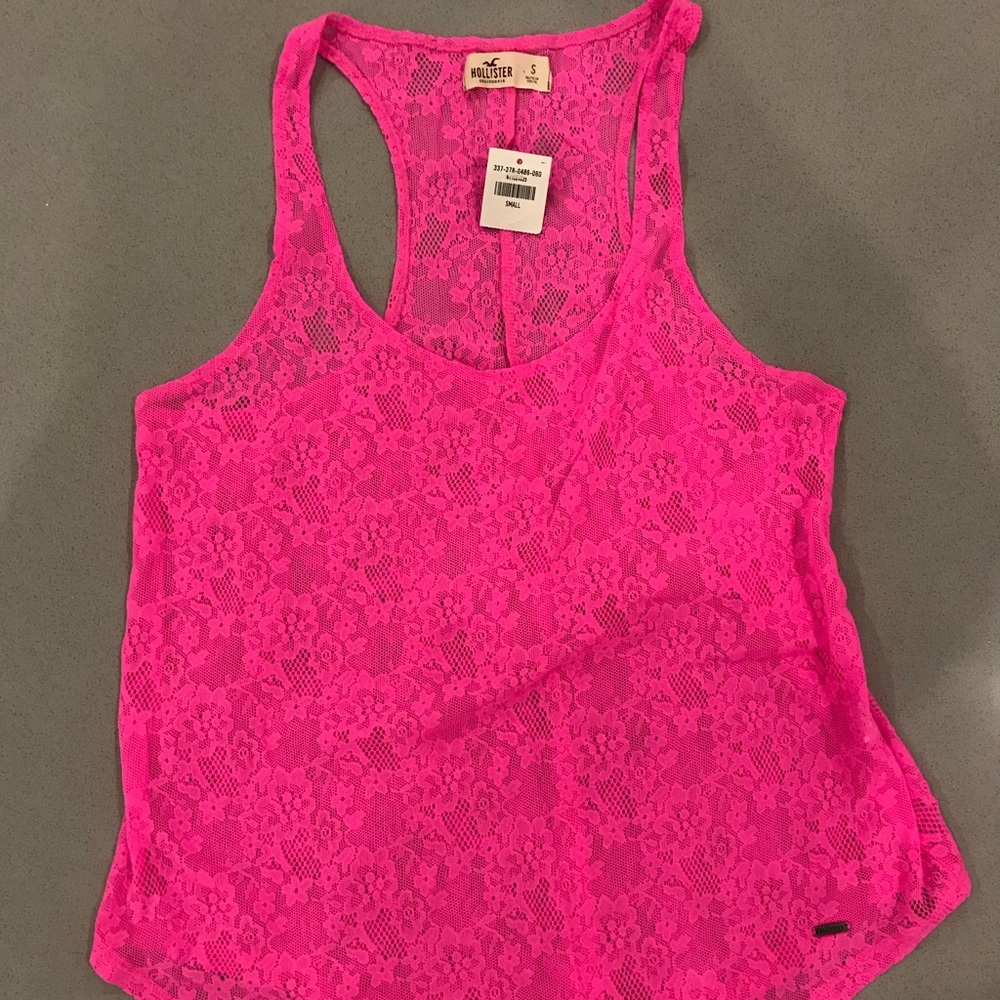 Hollister - NEW - Hot Pink Lace Tank Top
