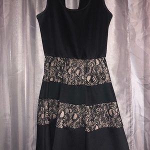 BLACK MINI DRESS WITH LACE DETAIL