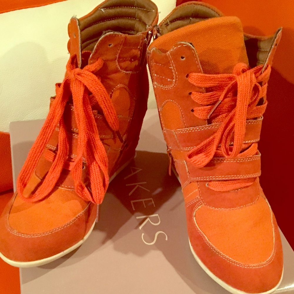 Orange sneaker heels