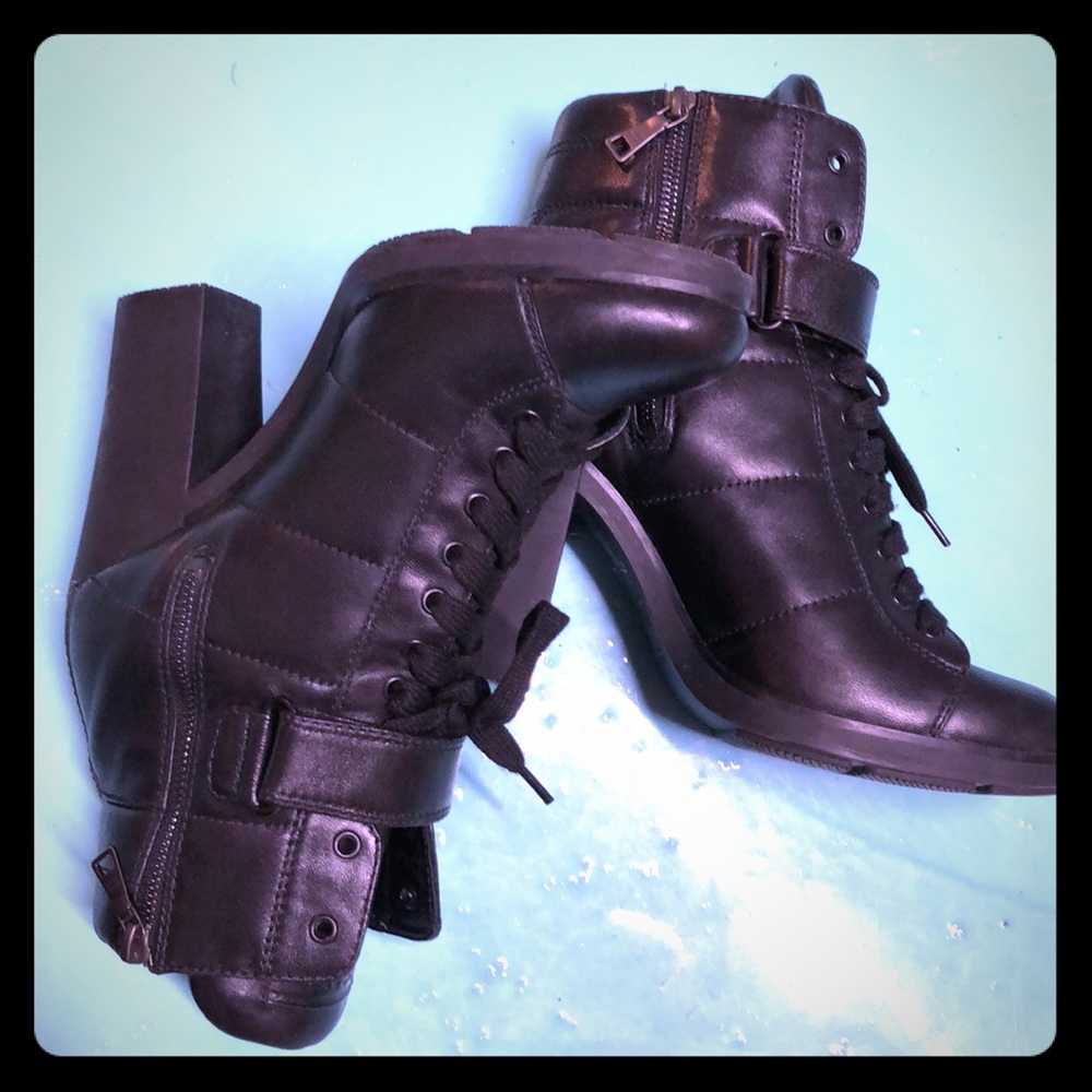 Authentic Prada Linea Rossa Chunky Lace-up Booties