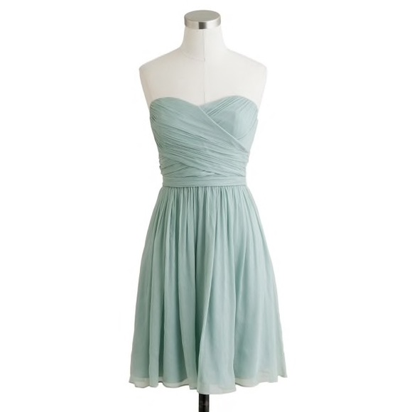j crew dusty shale bridesmaid dress J.Crew Dusty Shale Aubrey Dress Drapey Matte Crepe Mint Blue Green  Bridesmaid