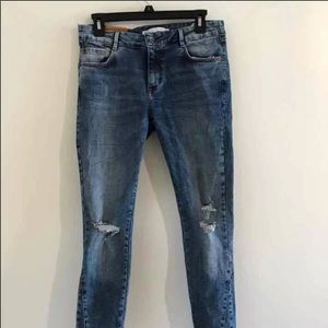 zara frayed denim jeans