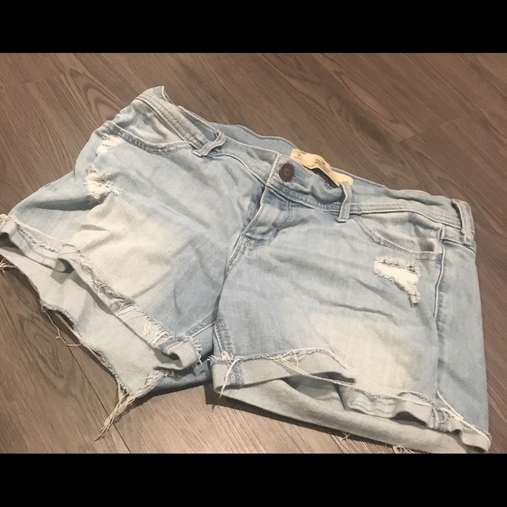 Distressed hollister jean shorts