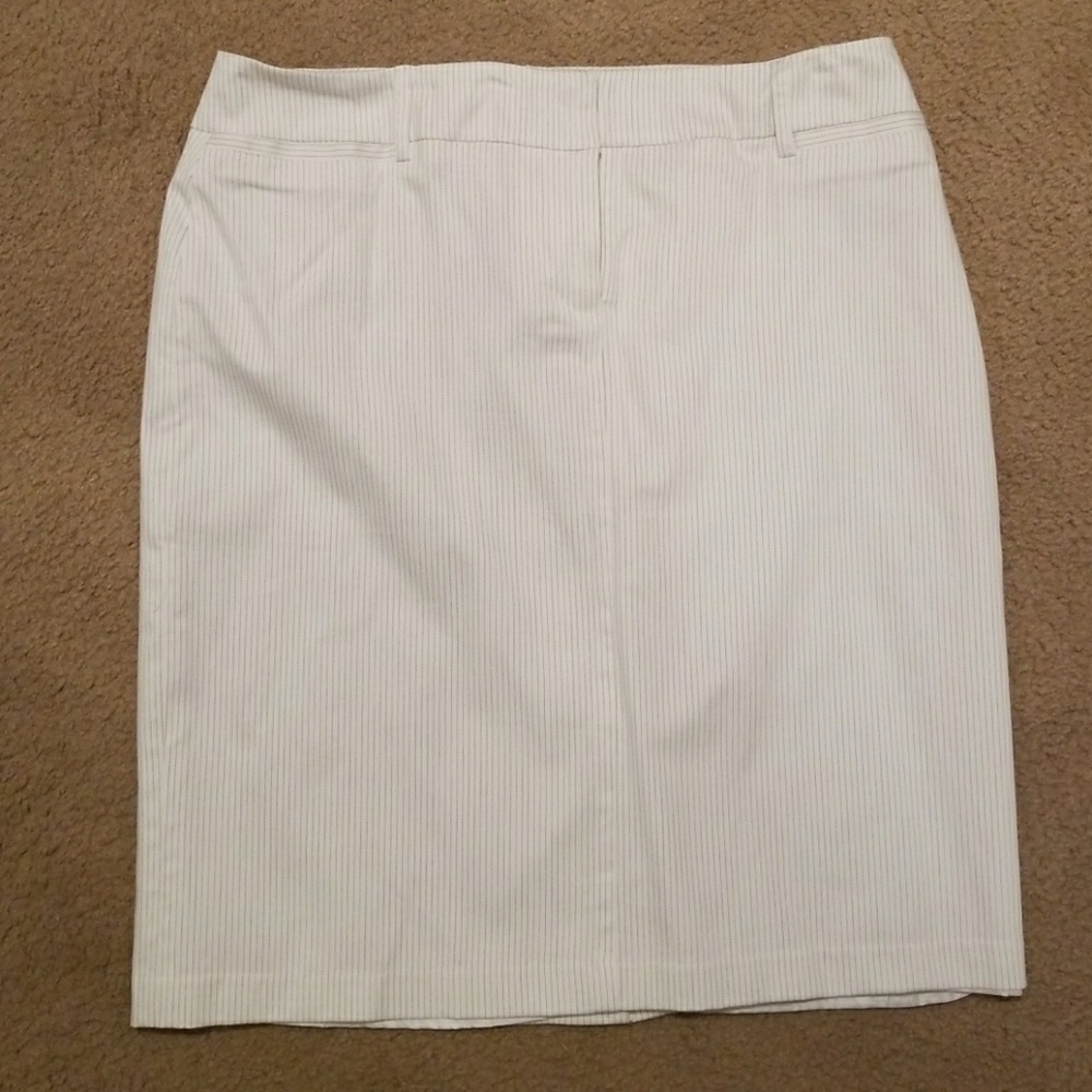 White & Brown Pinstripe Skirt