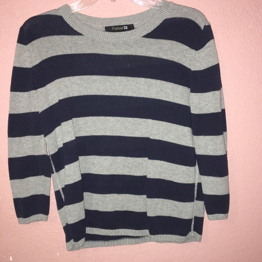 Striped Navy Blue and Gray Sweatshirt