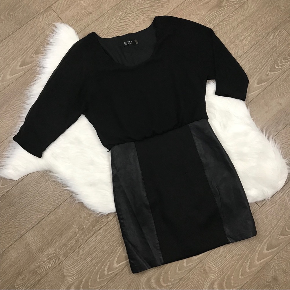 GUESS Black Mesh Half Sleeve Dress