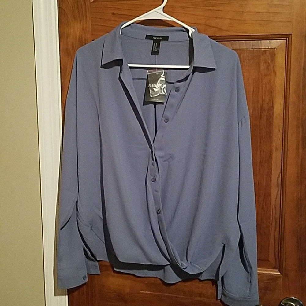 Blue Woven Top Blouse