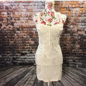 Bustier Floral Print Eyelet Dress