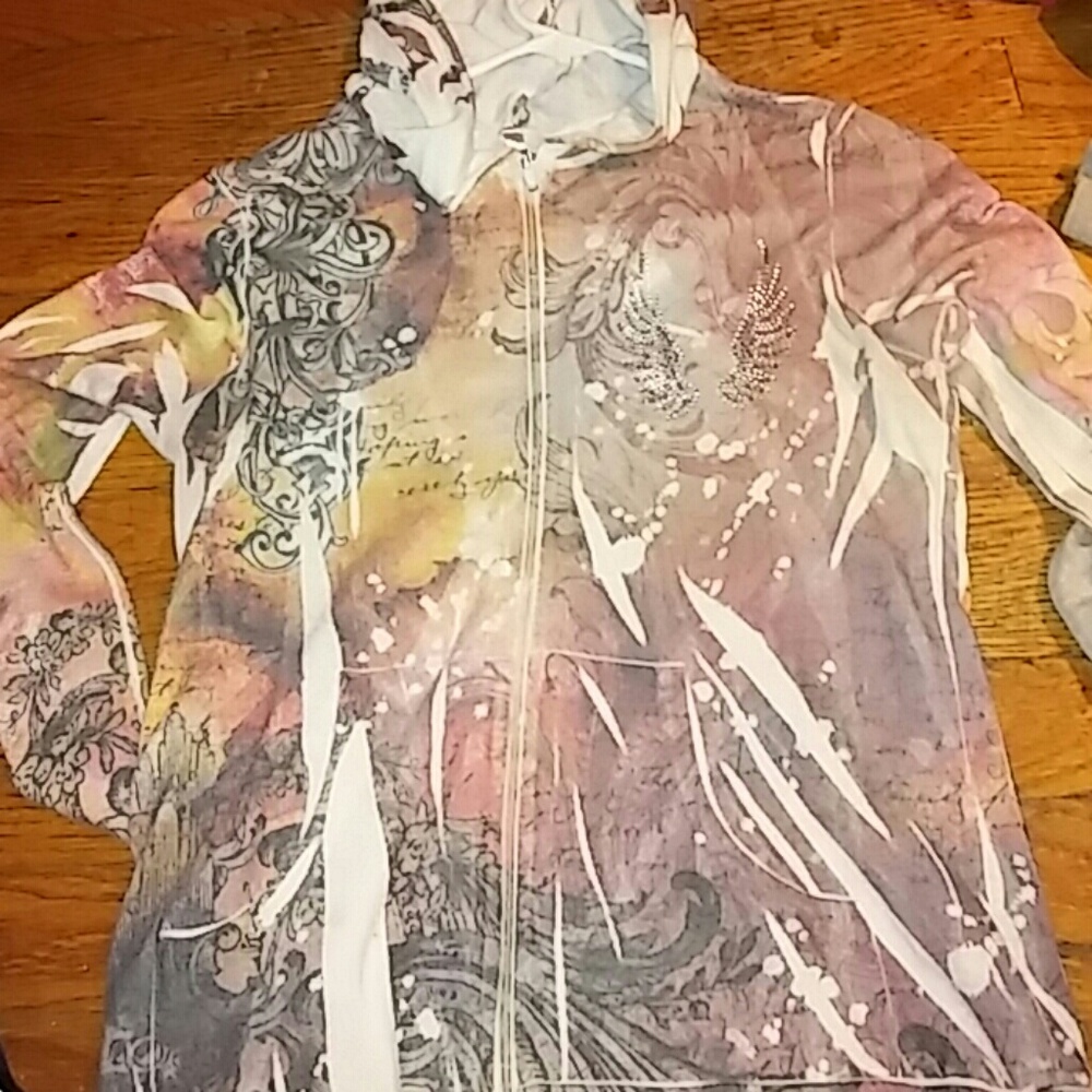 Fashion thin zip up hooded shirt