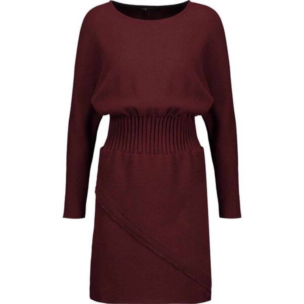 MAJE Paris wrap effect knit burgundy dress size 3 - Picture 1 of 6