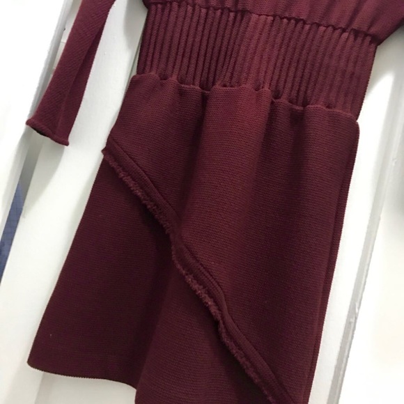 MAJE Paris wrap effect knit burgundy dress size 3 - Picture 3 of 6
