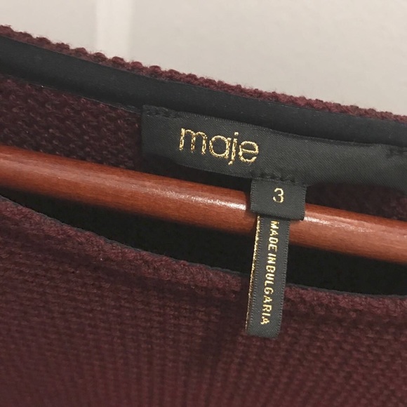 MAJE Paris wrap effect knit burgundy dress size 3 - Picture 4 of 6