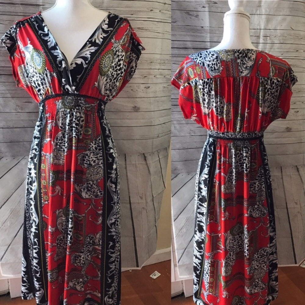 Red and black paisley Maxi Dress