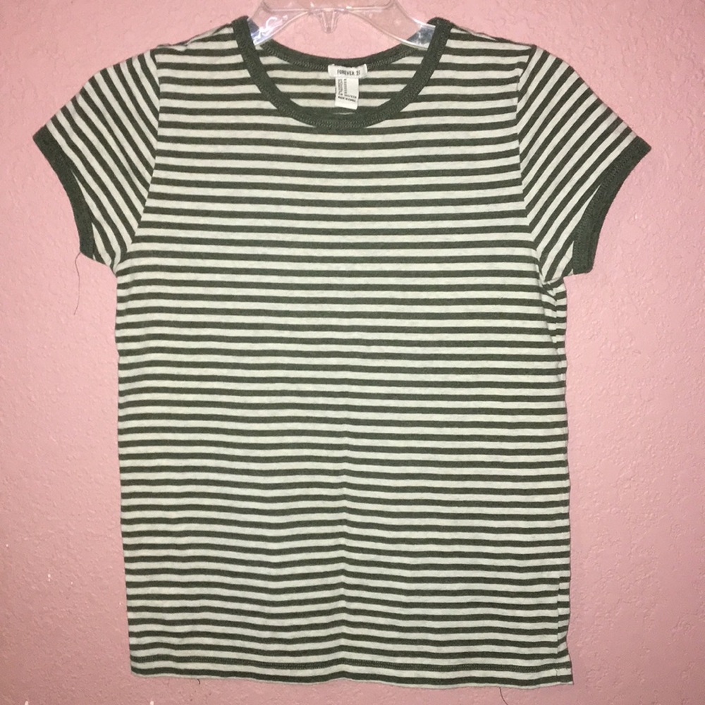 White and Green striped T-Shirt