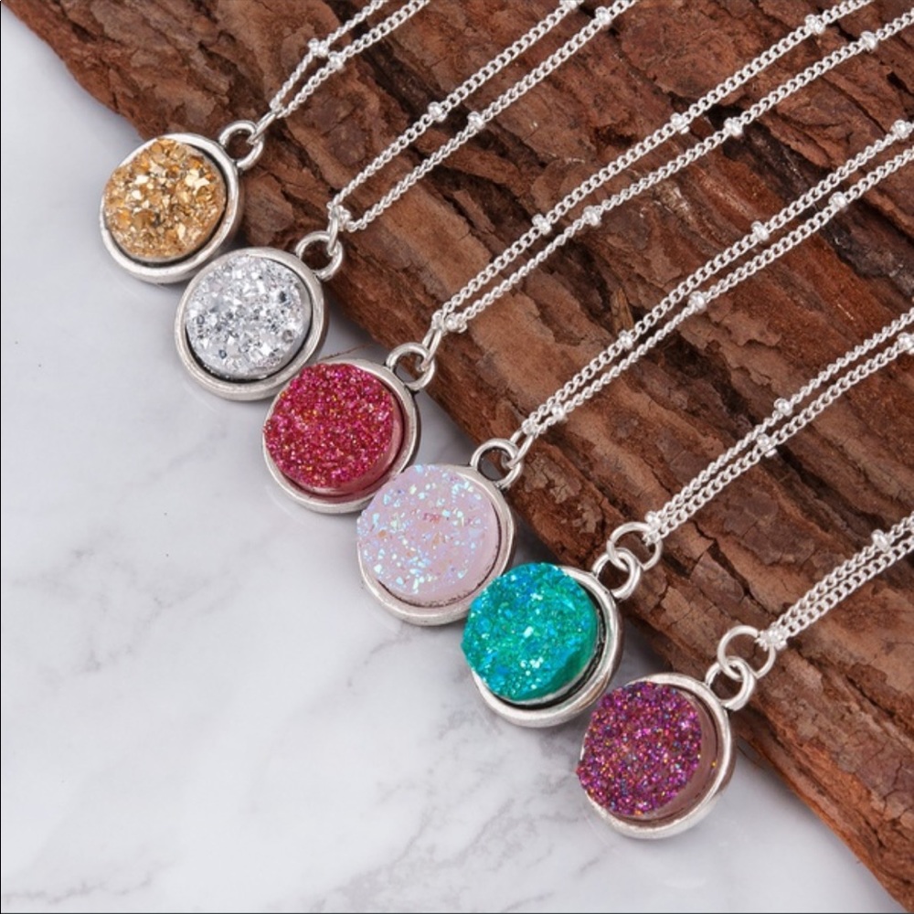 ✨3xHP✨NWT Sky Blue Druzy Necklace 💕 - Picture 2 of 2