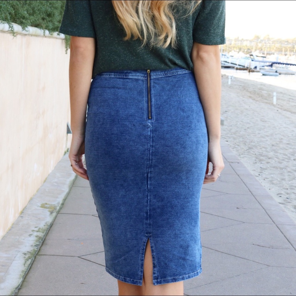 denim wash midi skirt - Picture 2 of 4