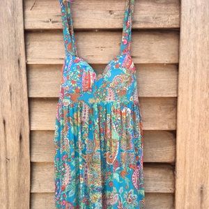 Maxi silky sheer paisley dress