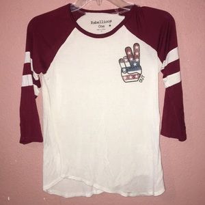 Maroon and White Baseball Tee