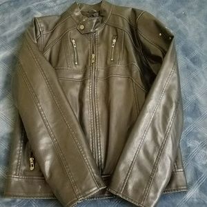 Men's guess black leather jacket size medium