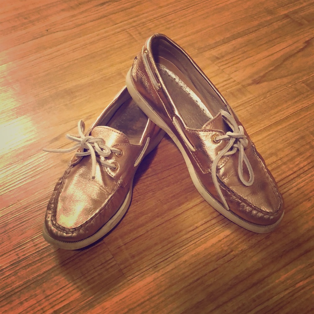 Sperry Metallic Rose Gold Boat Shoe