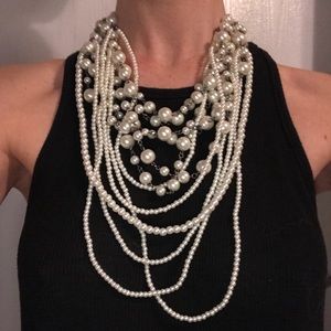 Layered pearl statement necklace