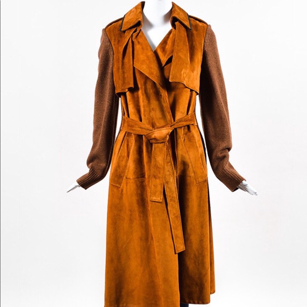 Derek Lam Leather and Wool Trench Coat