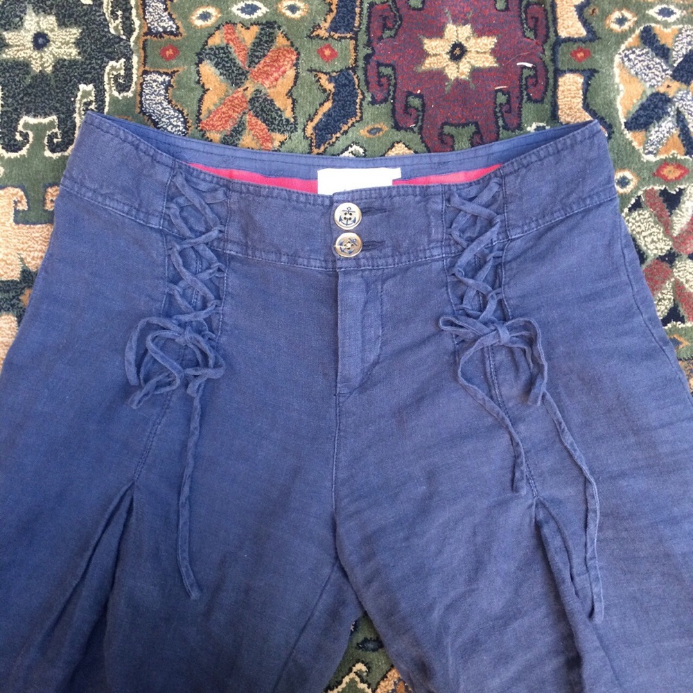 ANTHROPOLIGIE ELEVENSES LACE UP LINEN PANTS 4