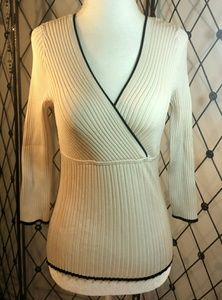 WHBM Ivory Ribbed Sweater