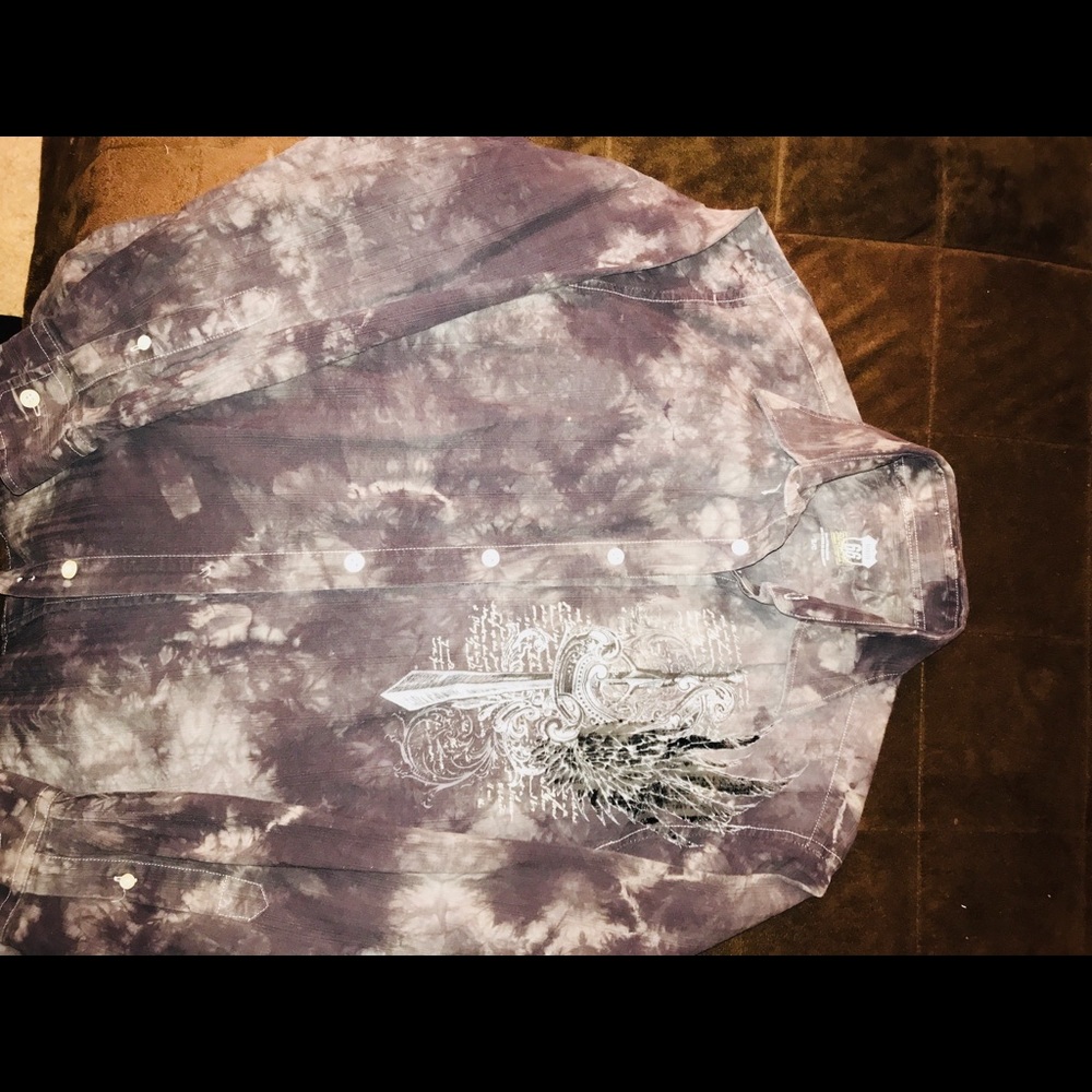 Men’s Button Up Grey-White  Shirt