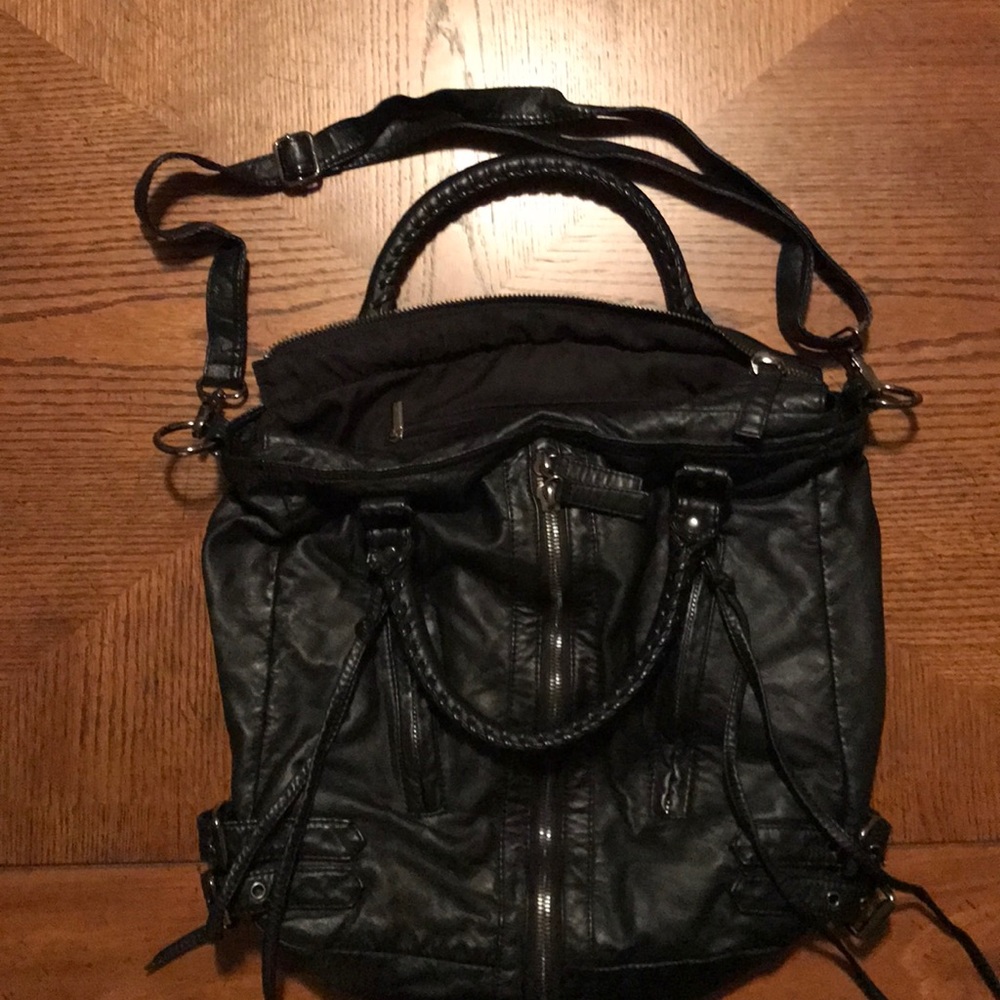 Deena & Ozzy zip Moto Hobo Pleather Crossbody