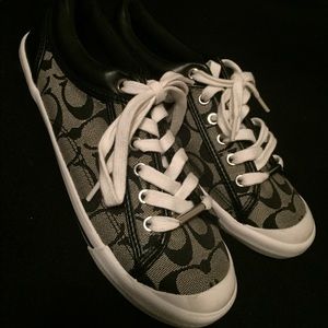 black & white/grey coach gym shoes