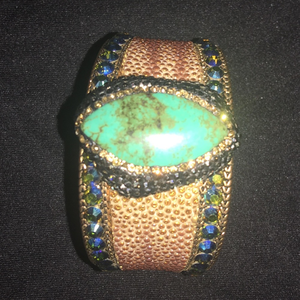 Pewter cuff bracelet with turquoise