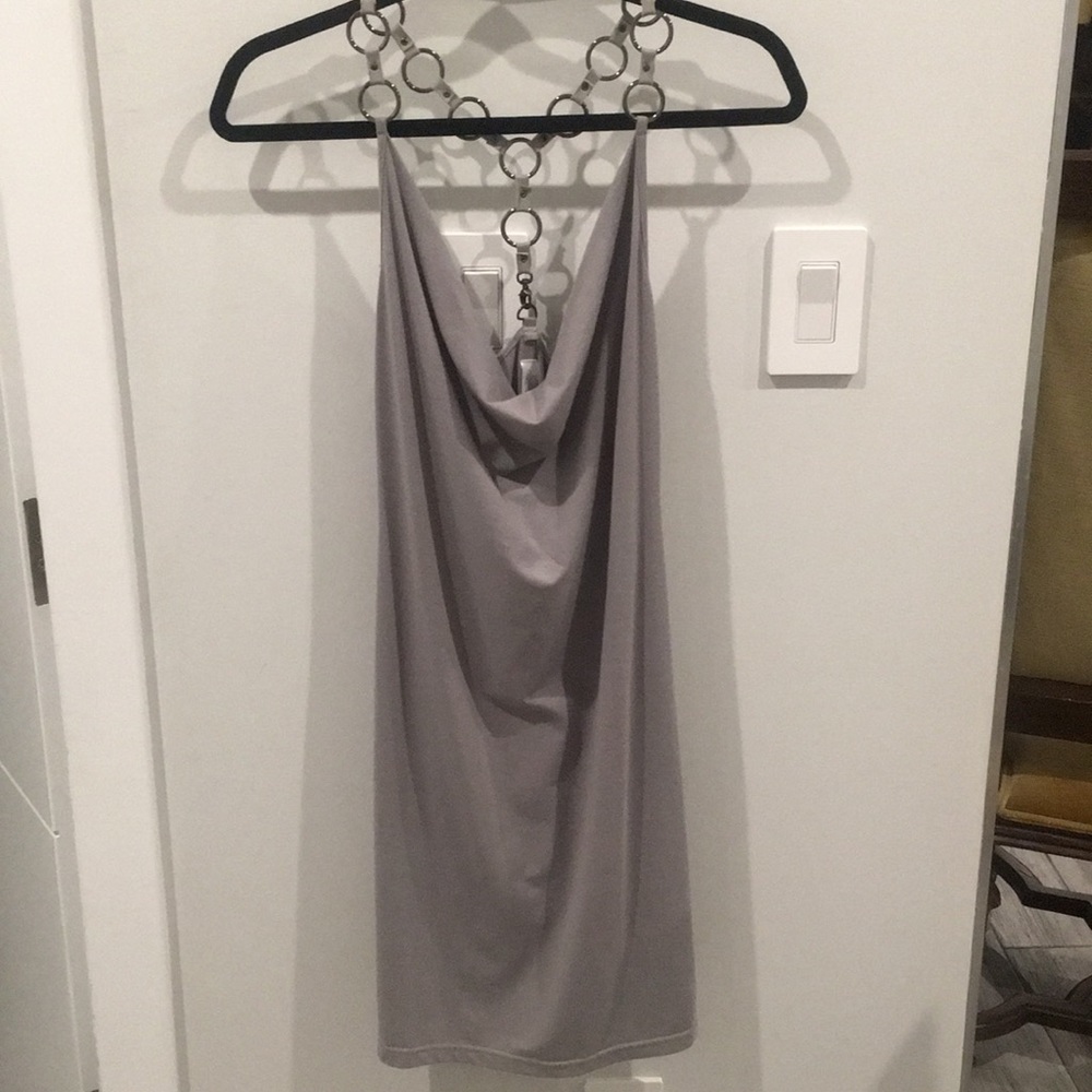 Iron Gray Dress with Chain Straps
