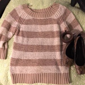 Apt 9 cream and beige striped sweater XL