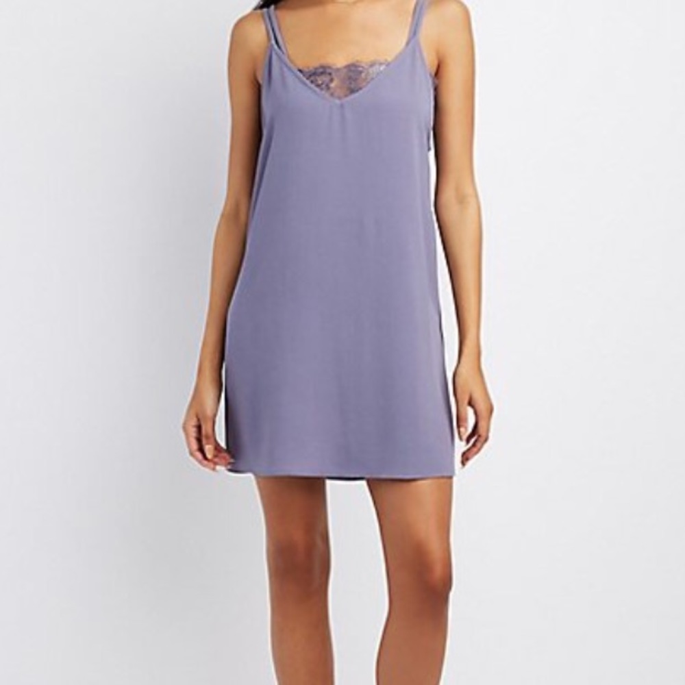 Light blue lace slip dress