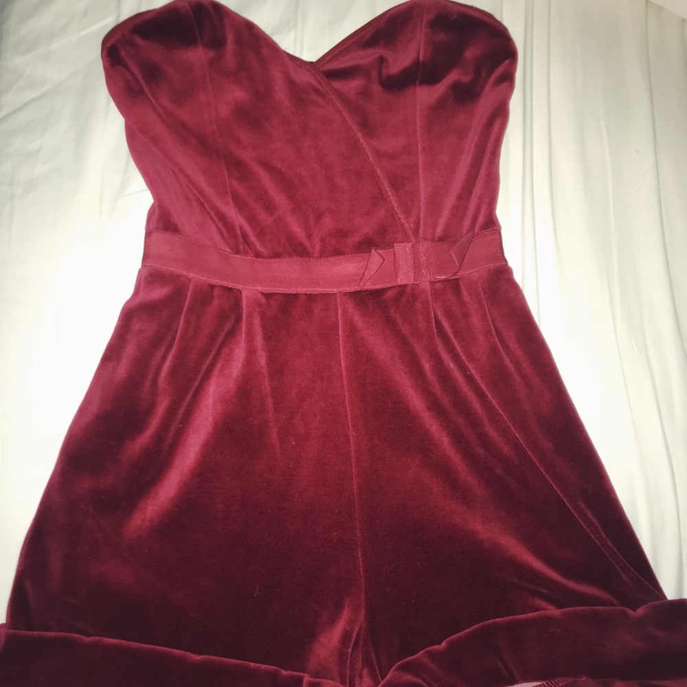 UO Red Velvet Jumpsuit