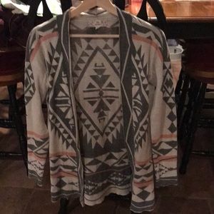 Pink grey and cream cardigan