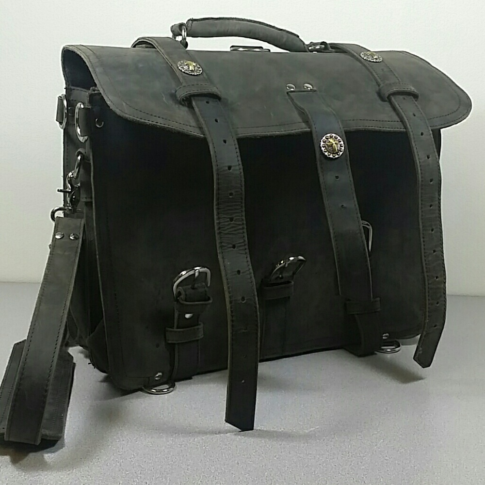Quality Western leather book / computer bag backpa