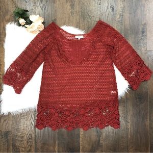 Umgee crochet lace sweater top size L