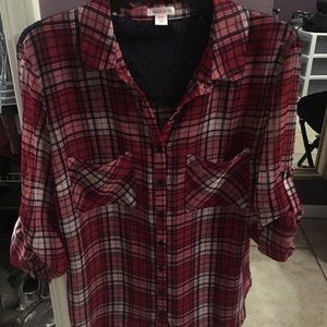 Xhilaration plaid chiffon top // Size M