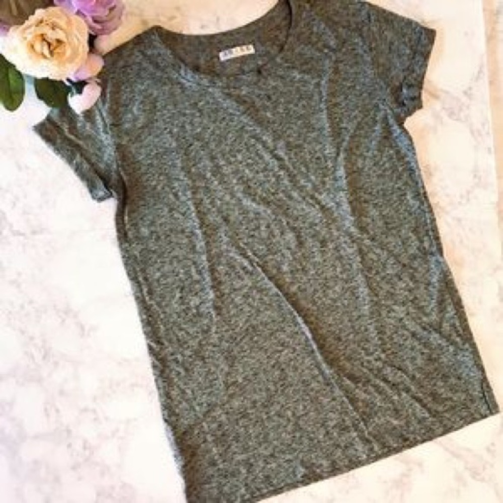 long, comfortable, gray tee